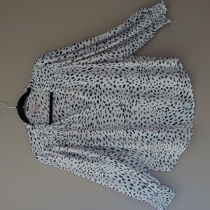Philosophy White and Brown Animal Print Blouse